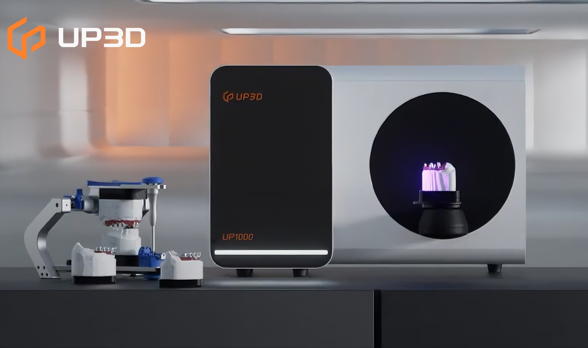 UP3D UP1000 dental lab scanner with articulator and occlusion scanning capability for digital dentistry