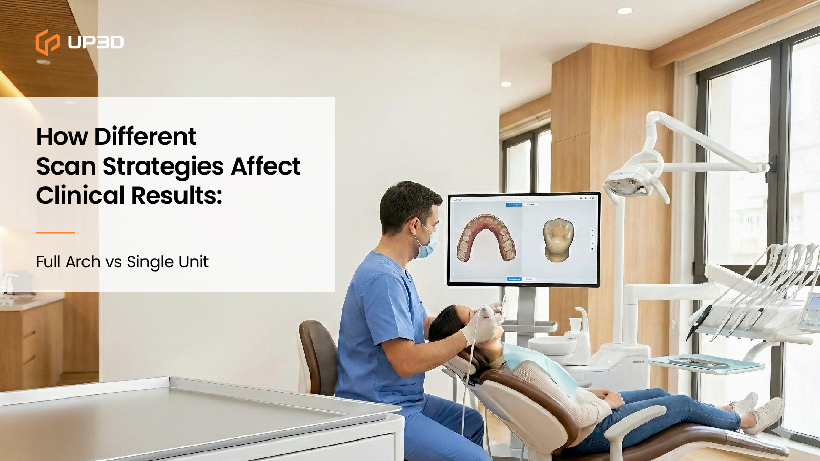 Intraoral scanning workflow showing full arch and single unit scan strategies and how they affect clinical results