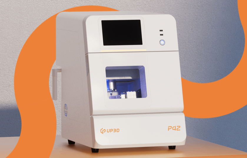 UP3D P42 compact wet dental milling machine designed for clinics and small labs